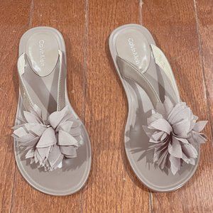 Calvin Klein Taupe Jelly Flip Flop Floral Sandal